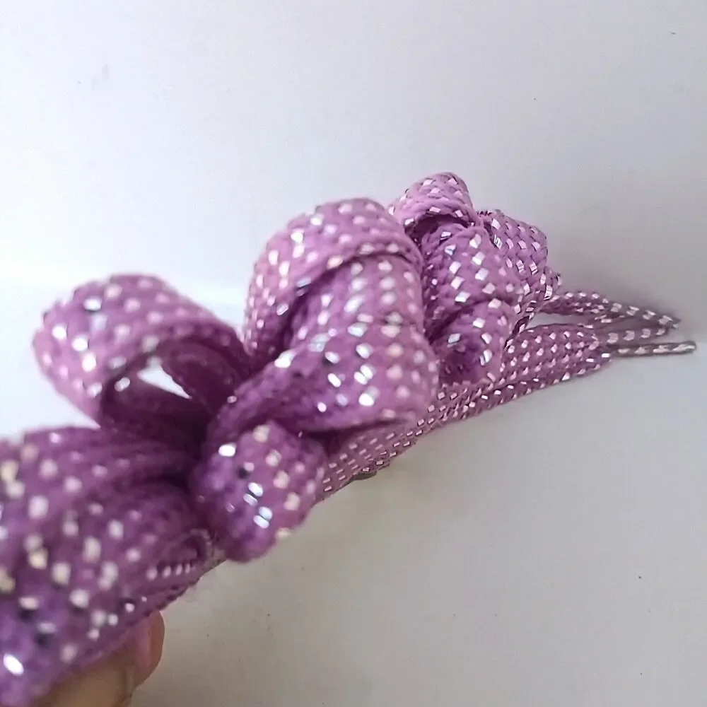 Vintage Shoelace French Hair Barrette-Lot Of 2-Metallic Thread-Purple-Pastel-80s